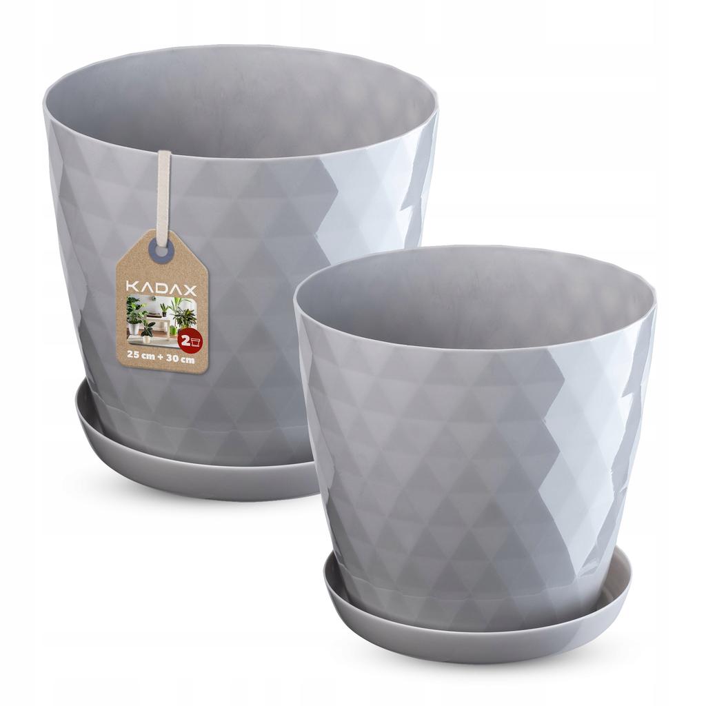 KADAX Doniczka + Podstawka Biała Zestaw 25+30cm