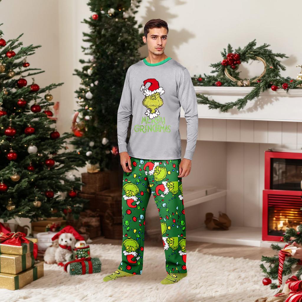Parent-child Christmas Print Home Suit Long-sleeved Top And Pants