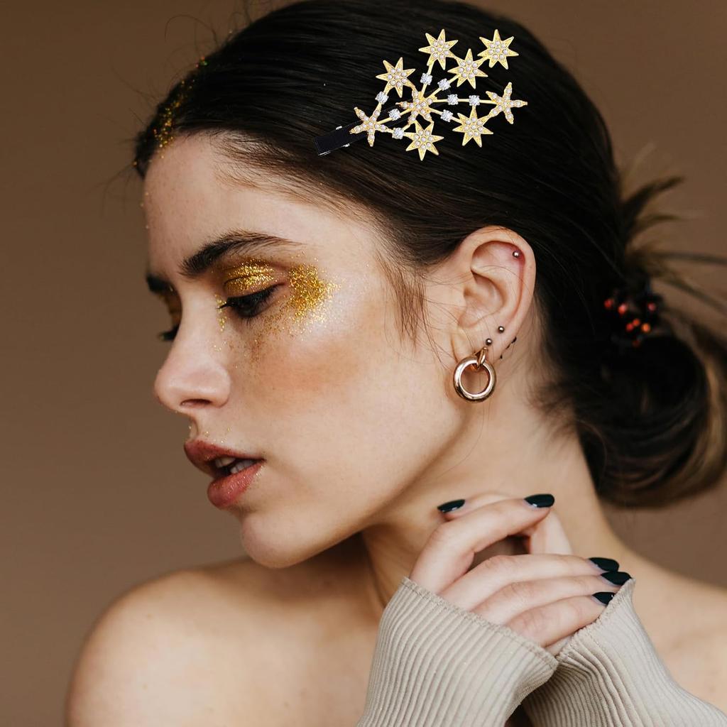 1pc Rhinestone Star Hair Clips Crystal Star Hair Clip for Women Bride Wedding Hair Barrettes Sparkly Silver & Gold Hair Pins