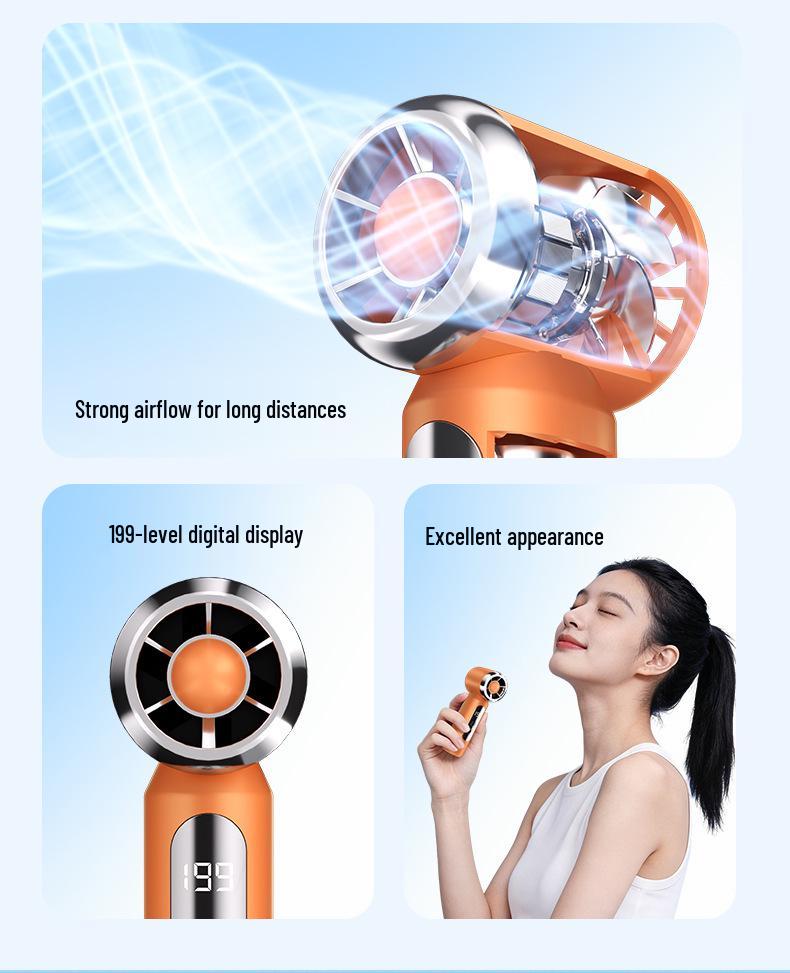 2026 Rechargeable High-Speed Mini Cooling Fan with Digital Display - Portable USB Handheld Ice Pack Fan