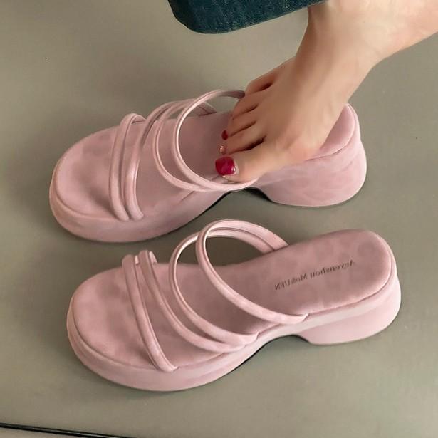 Thick-soled cool slippers women's fashion retro strap combination summer wear 2025 new high-end fashion Roman sandals