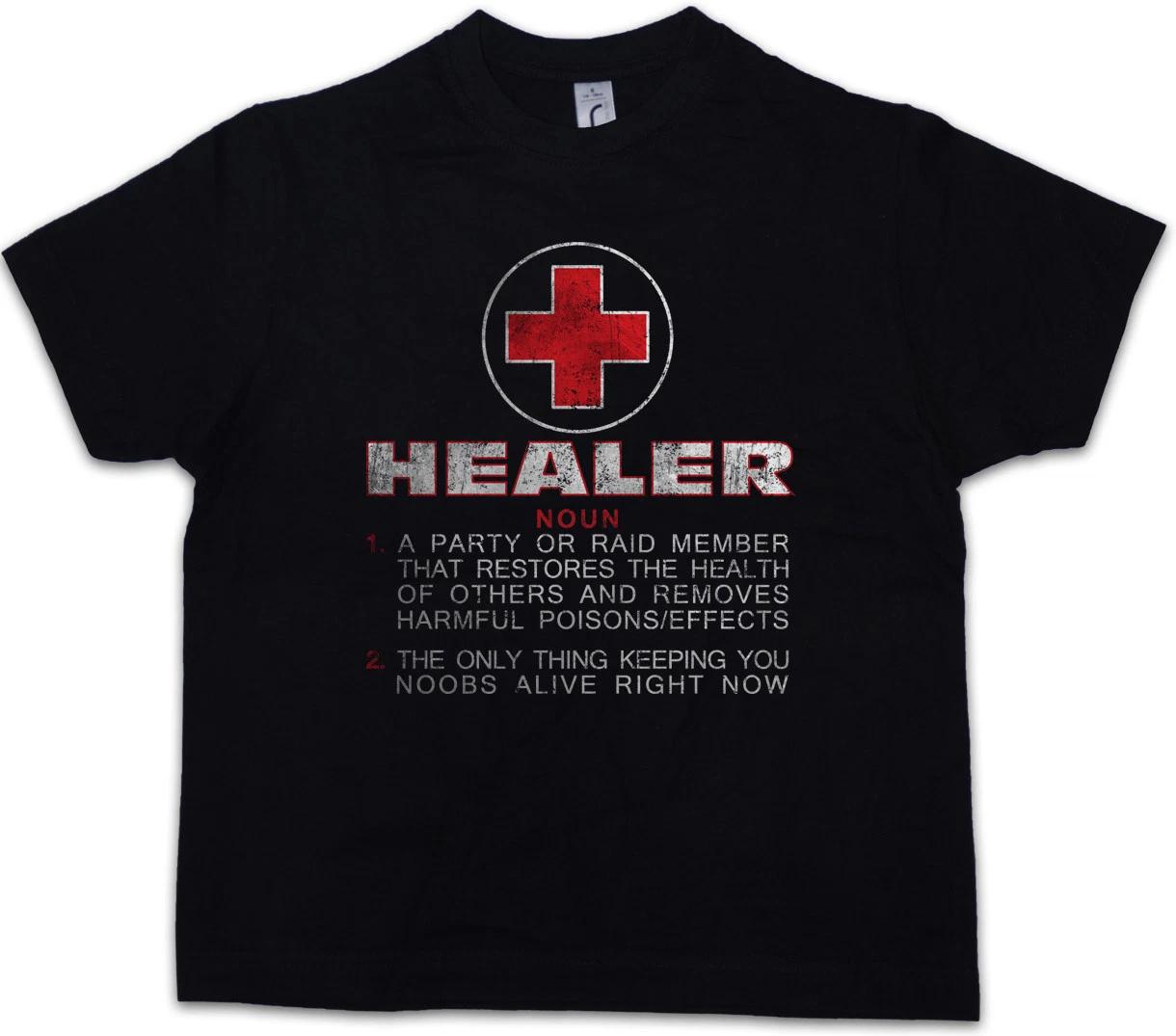 HEALER ROLE Kids Boys T-Shirt Fun Gamer Gaming Symbol computer scientist Raid 120