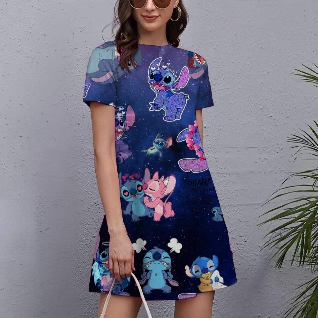 Fashion Printed Loose Women's Versatile Casual Crew Neck Casual Dresses