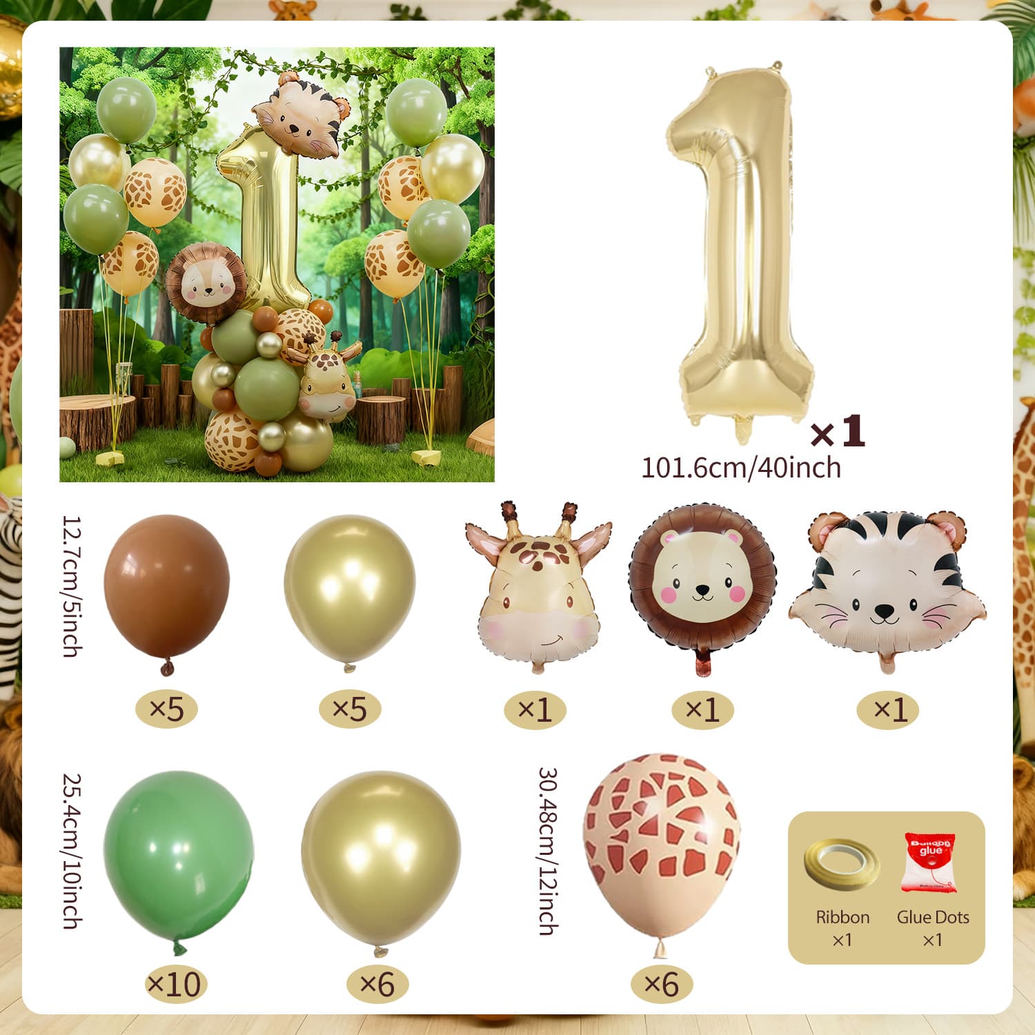 

Forest Party Balloon Set Cute Animal Head Tiger Lion Giraffe Balloon, 32 inch Digital Balloon Jungle Theme Birthday Decoration Other