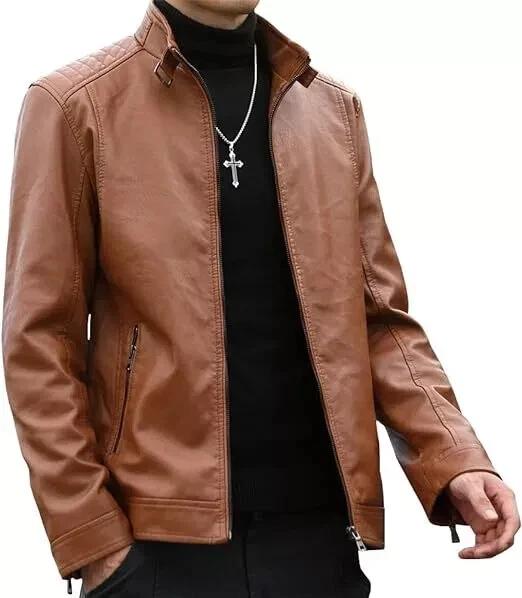New Brown Handmade Stylish Jacket Elegant Men's Genuine Lambskin Original Leather