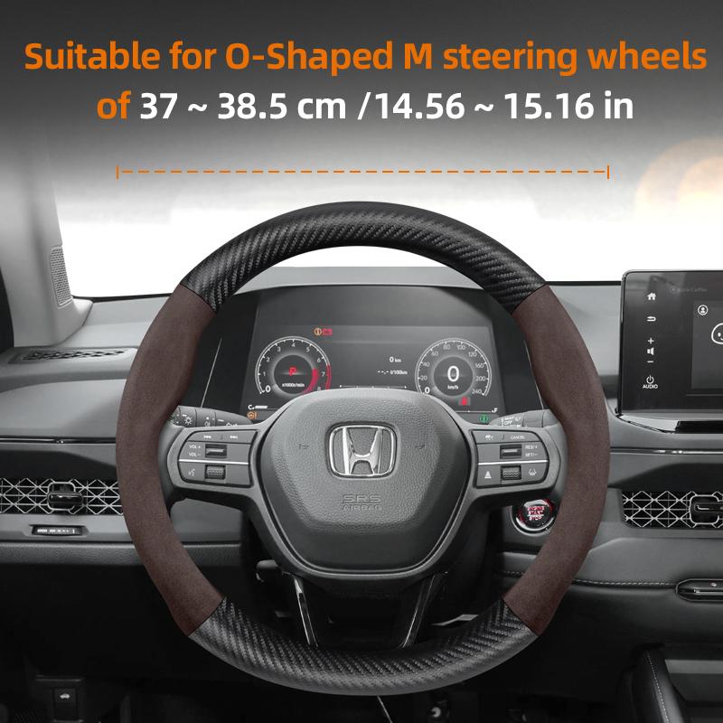 Suitable for Honda Suede Matte Carbon Fiber Texture Steering Wheel Cover Suitable for Civic Fit 8Th Gen 8 City Accord 9 10 Vezel Freed Breeze 7 ZB4