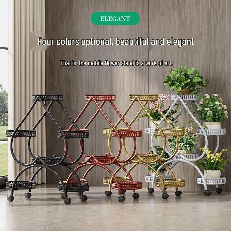 Movable Iron Multi-Tier Flower Pot Stand
