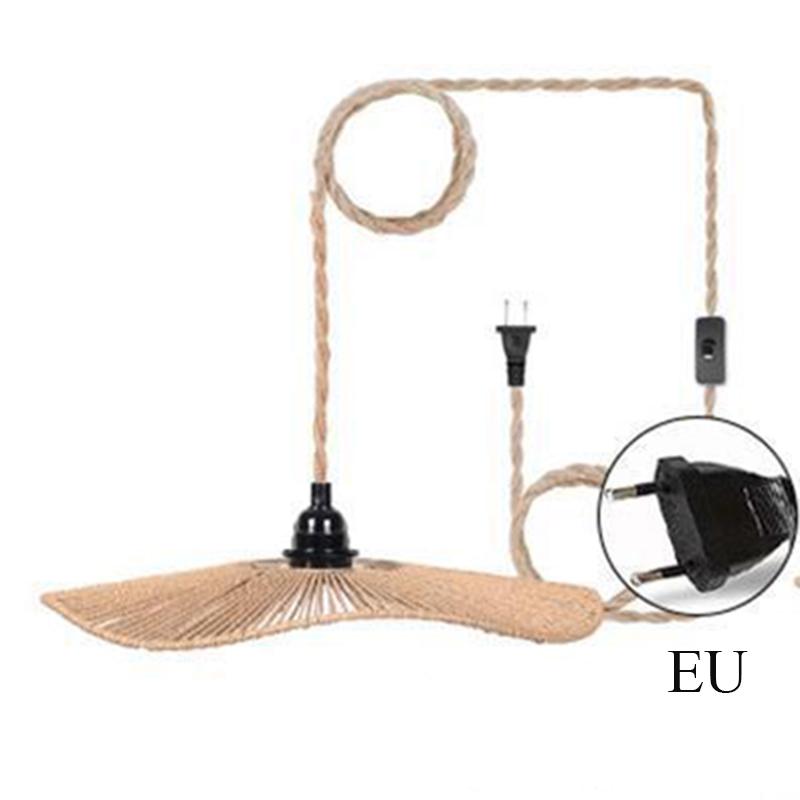 

Handmade Rattan Woven Chandelier Lampshade Geometric Pendant Retro Lampshade Home, Restaurant, Hotel Decoration US Line 4.5 m