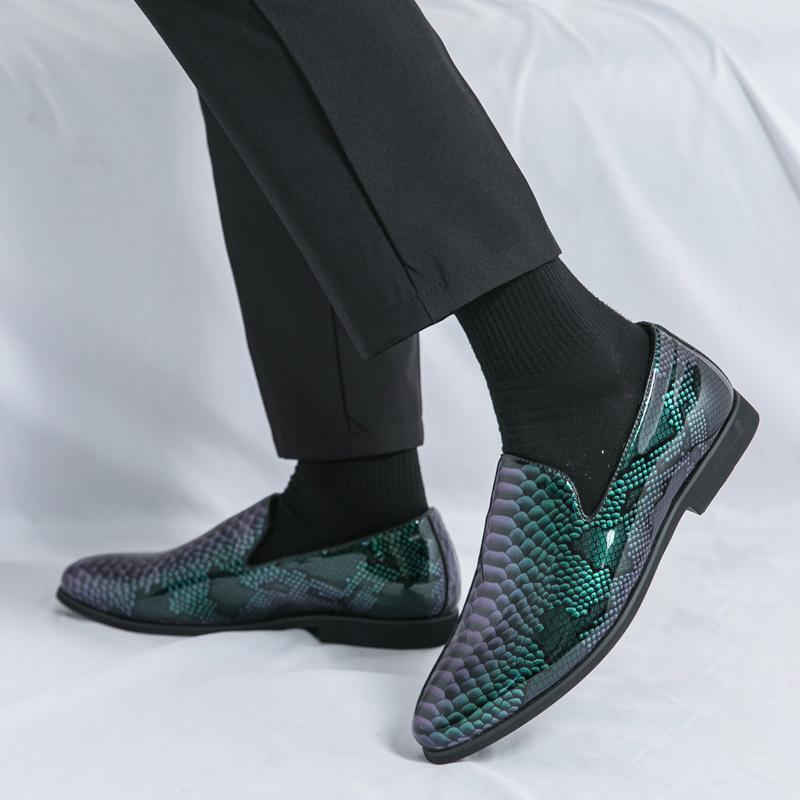 Herren Slipper mit flachem Boden, bequem und lässig im Design, Party und Büro 38-46 Übergröße Lederschuhe Neu