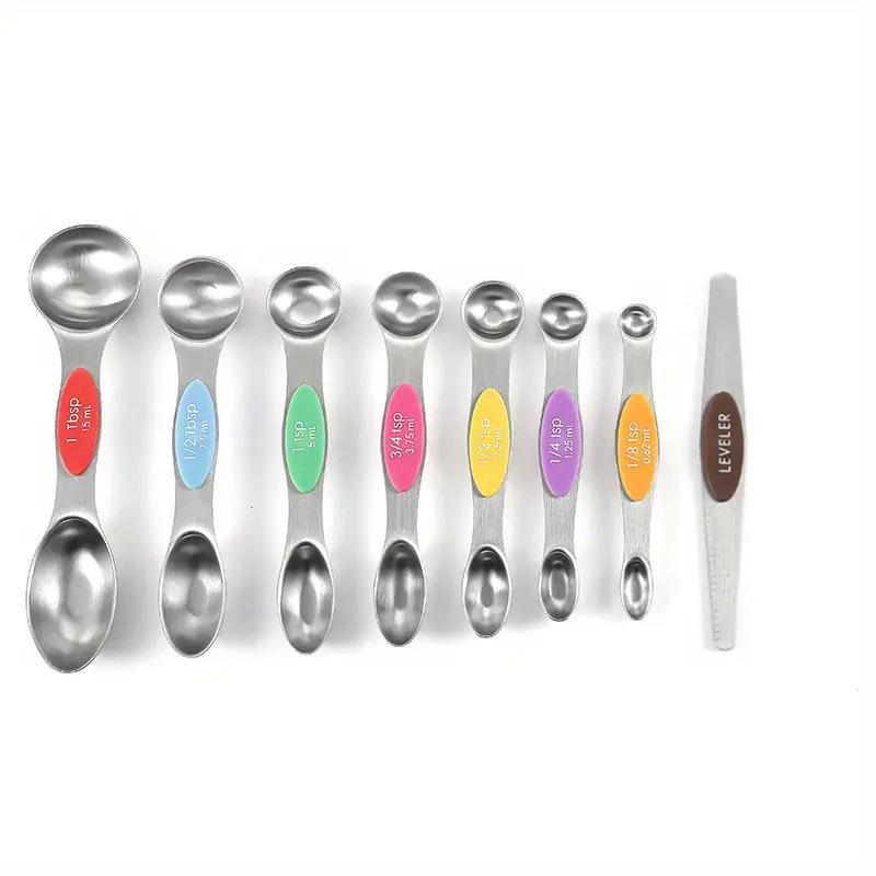 Magnetic Stackable 430 Stainless Steel Double-Ended Measuring Spoon Set with Scale