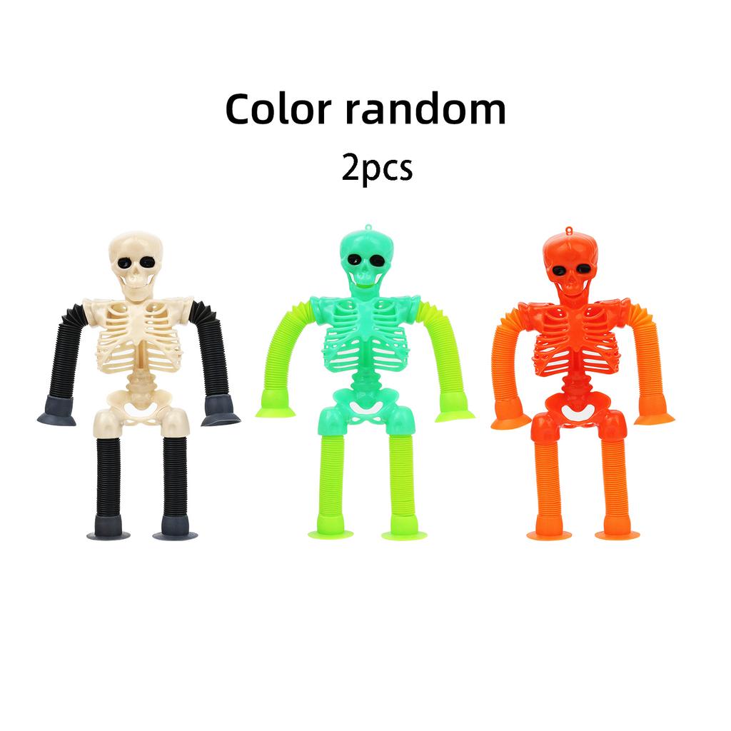Versatile Telescopic Pull Tube Skeleton Halloween Decompression Toy Prank And Funny Skeleton Skeleton Color Random