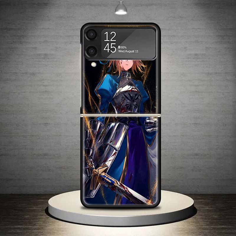 Fate Zero Stay Night Saber Phone Case For Samsung Galaxy Z Flip 7 6 5 4 3 5G Shockproof Cover Z Flip7 Flip6 ZFlip5 Flip3 Flip4 L