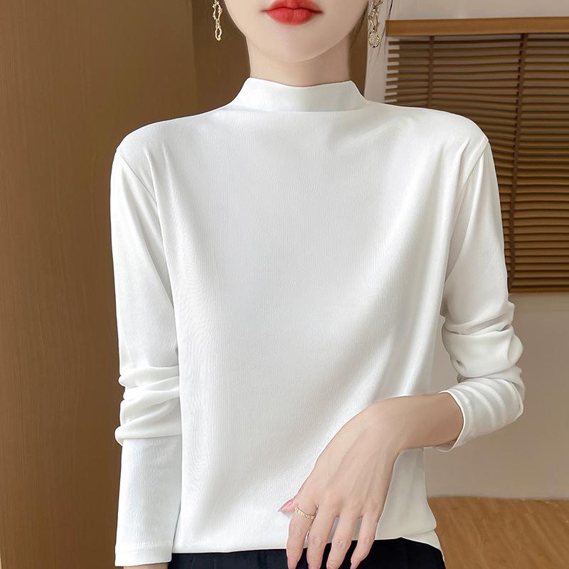 

Вязаная водолазка-бадлон для женщин, новинка осени и зимы, черно-белая осенняя одежда, пуловер со средним воротником, топ с длинным рукавом L