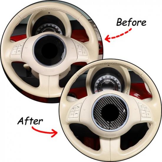 Carbon Fiber Steering Wheel  Ring Trim Cover For Abarth 595 2011-