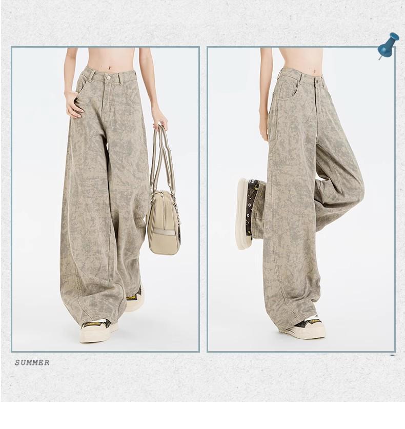 Damskie Jeansy Denimowe z Wysokim Stanem i Szerokimi Nogawkami - Tie-Dye, Wyszczuplające, Długie do Ziemi, Luźny Krój