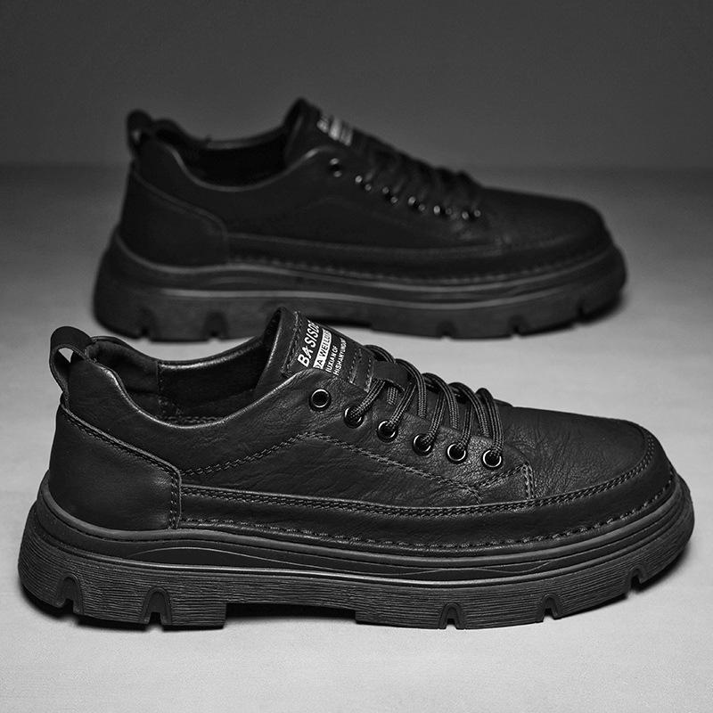 New Autumn and Winter Men's Leather Shoes Thick-soled Cowhide and Versatile Breathable Casual Men's Leather Shoes