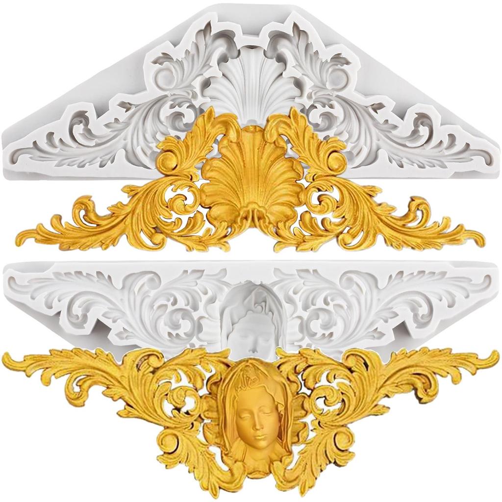 Baroque Relief Flower Lace Silicone Molds Baroque Avatar Head Fondant Mold Cake Decorating Tools Cupcake Topper Candy Chocolate Gumpaste Mold