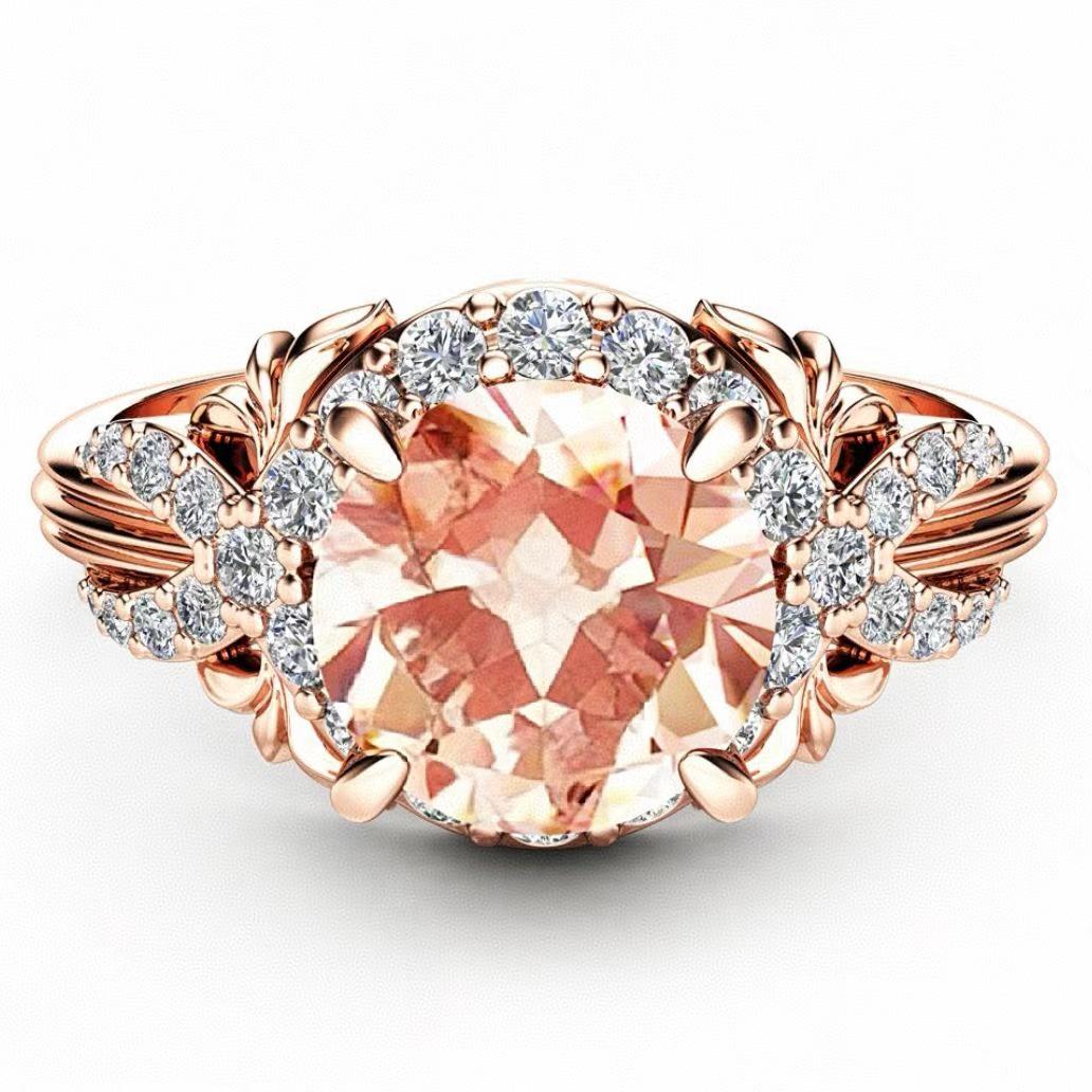 

Exquisite Champagne Square Diamond Ribbon Women s Ring - Popular Best Seller Style Size 8 ярко-розовый/золотой