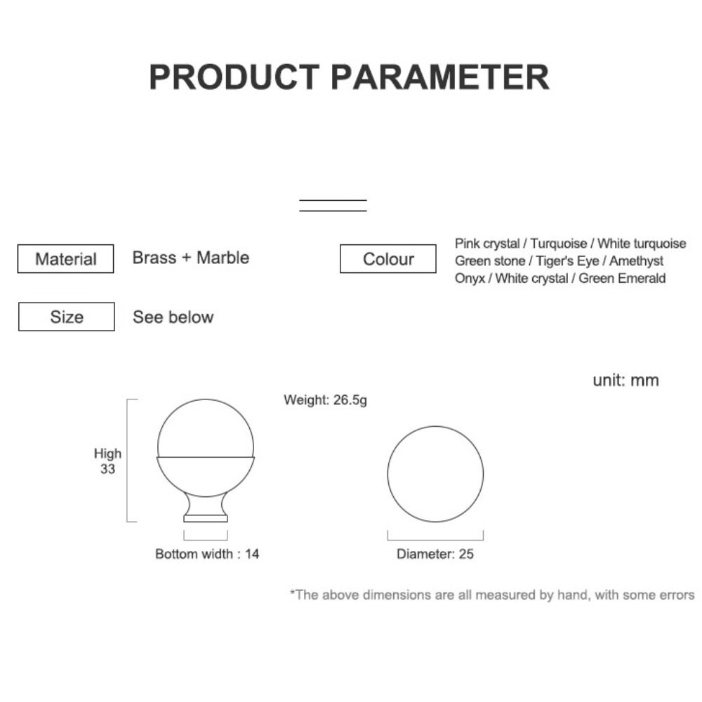 Multiple Colors Drawer Pull Handles Single Hole Electroplate Cabinet Knobs Decoration Brass and Marble Light Luxury