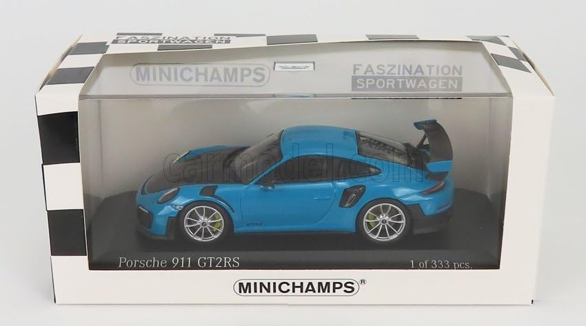 Minichamps 1/43 Scale Porsche 911 (991 II) GT2 RS 2018 (Miami Blue with Silver Wheels) [Imported]