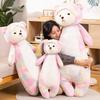 Colorful bear turned strawberry bear long plush throw pillow sofa cushion girls bed sleeping leg pillow bedside pillow