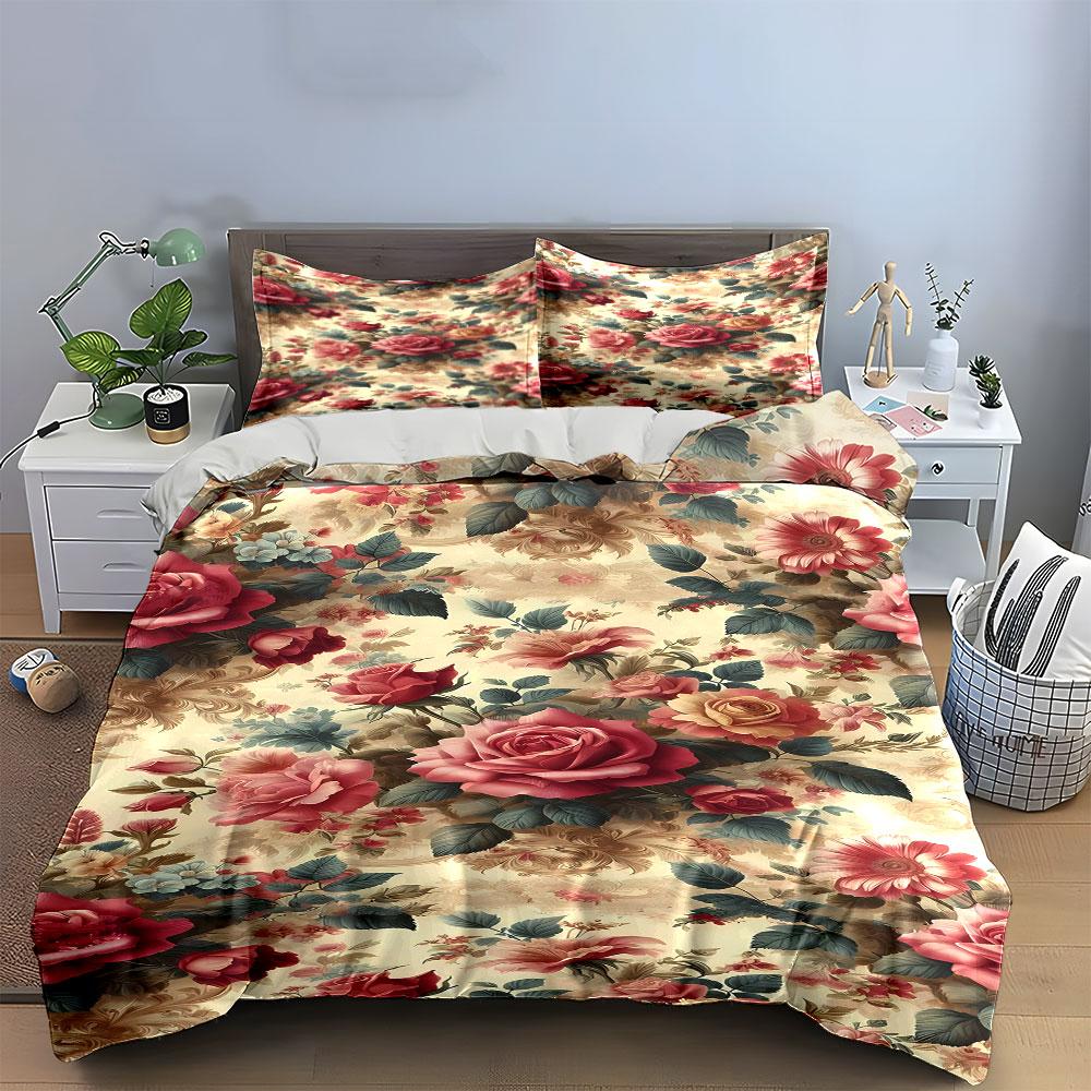 Red and Pink Roses. Bedding Sets Duvet Cover Sets Duvet Covers Pillowcases(1 * Duvet Cover 2 * Pillowcases Without Duvet Insert)