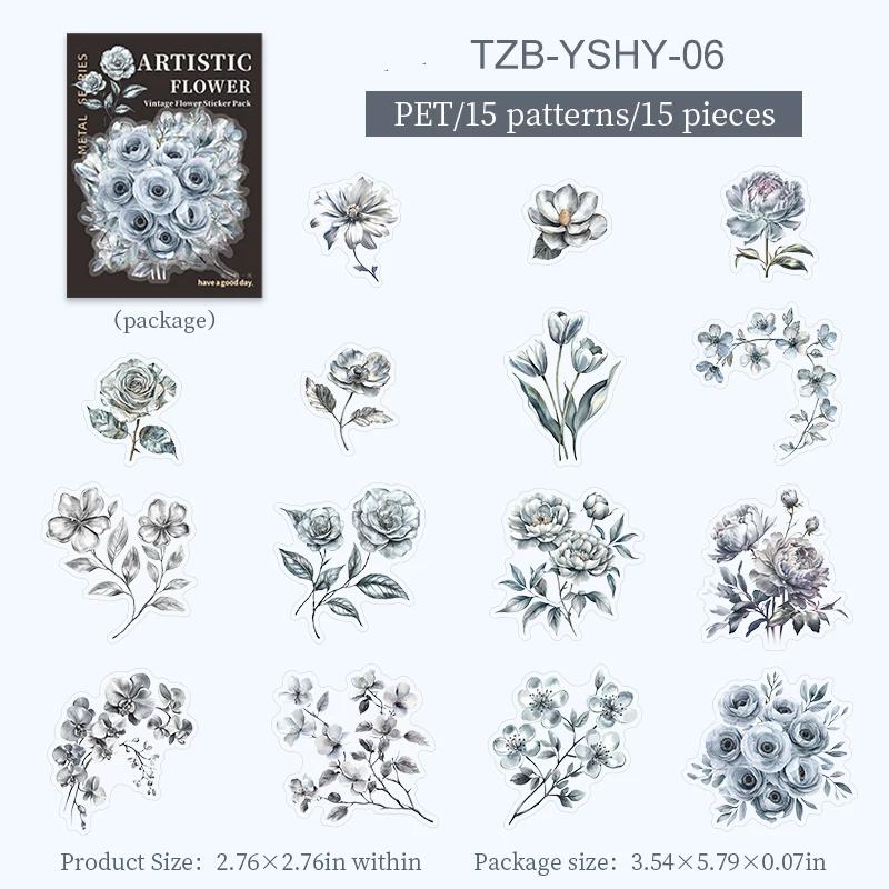 

JIANWU Artistic Flower Shadow Series Vintage Leaves Flower Landscape Material Collage PET Sticker Creative Journal Stationery