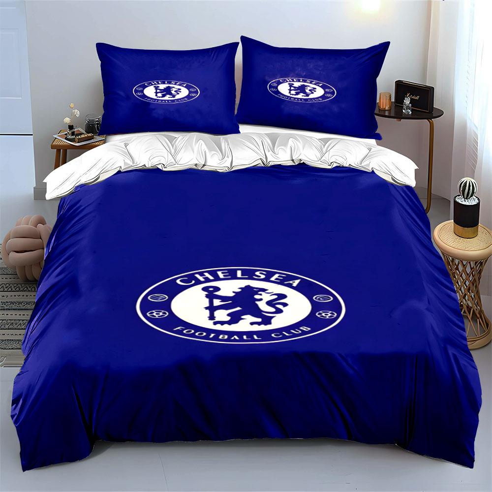 Modré ložní prádlo, logo Chelsea, lev. Sady povlečení Sady povlaků na přikrývku Povlaky na přikrývku Povlaky na polštář(1 * Povlak na peřinu 2 * Povlaky na polštář bez výplně)