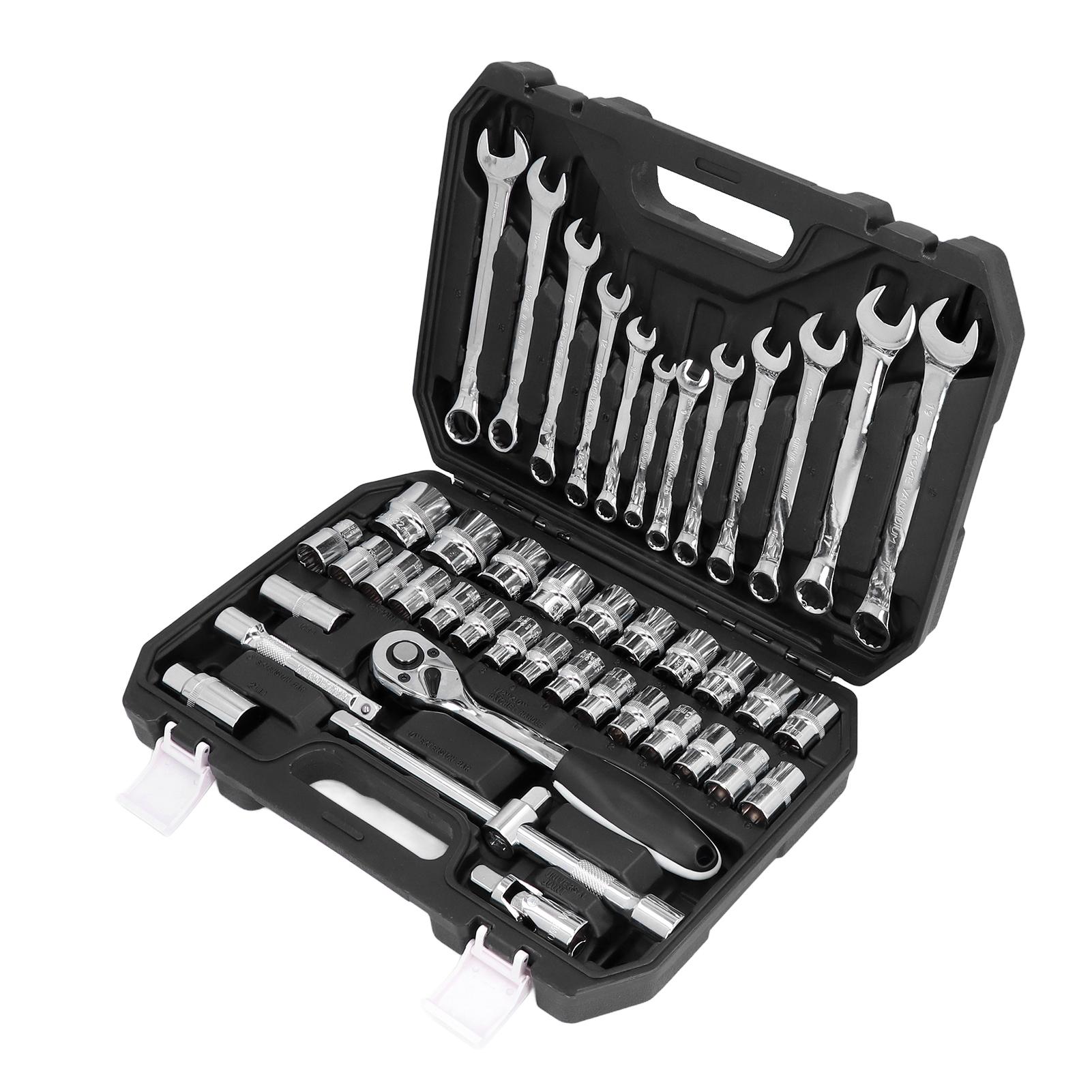 

44pcs Ratchet Socket Spanner Set Multifunction Chrome Vanadium Steel Universal for Auto Repairing