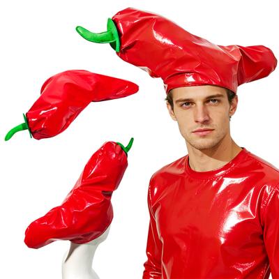 Red Pepper Hat Adults Funny Chili Shaped Costume Novelty Dress Up Accessory for Food