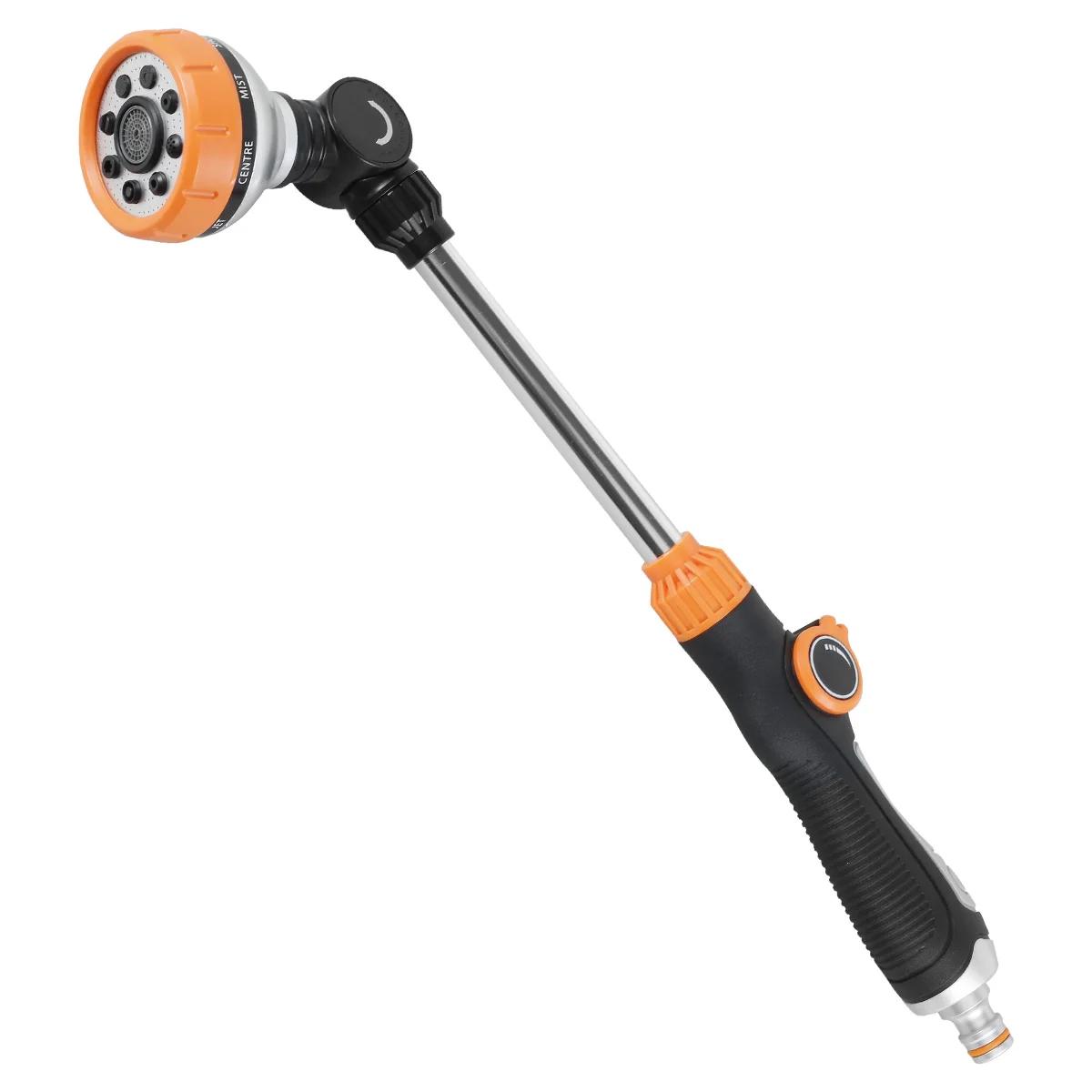 

Насадка-распылитель для воды 47 см, длинная штанга, садовый дождеватель с регулируемой головкой, 8 режимов распыления, насадка для поливочного шланга высокого давления