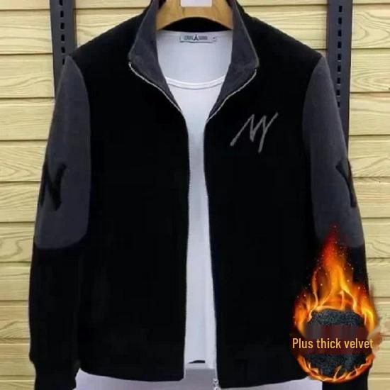 

Мужская куртка High-End Color Block - воротник-стойка, повседневная, плотная, теплая, большой размер (Тенденция осени/зимы 2023 года) 5XL (185-205 jin) серый/чёрный