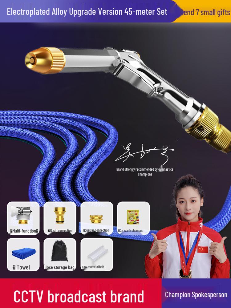 High-Pressure Car Wash Water Gun with Telescopic Hose and Powerful Nozzle for Home Use