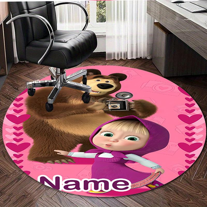 Personalized M-Masha and the Bear Round Chair Office Rug - Perfect for Mat, Office Chair & More - Ideal Gift for Birthdays and Holidays