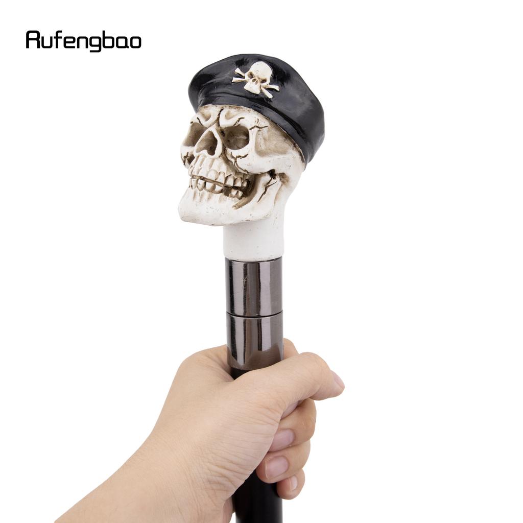White Resin Skull Hat Head Walking Cane Fashion Decorative Steel Stick Gentleman Elegant Cosplay Cane Knob Crosier 94cm