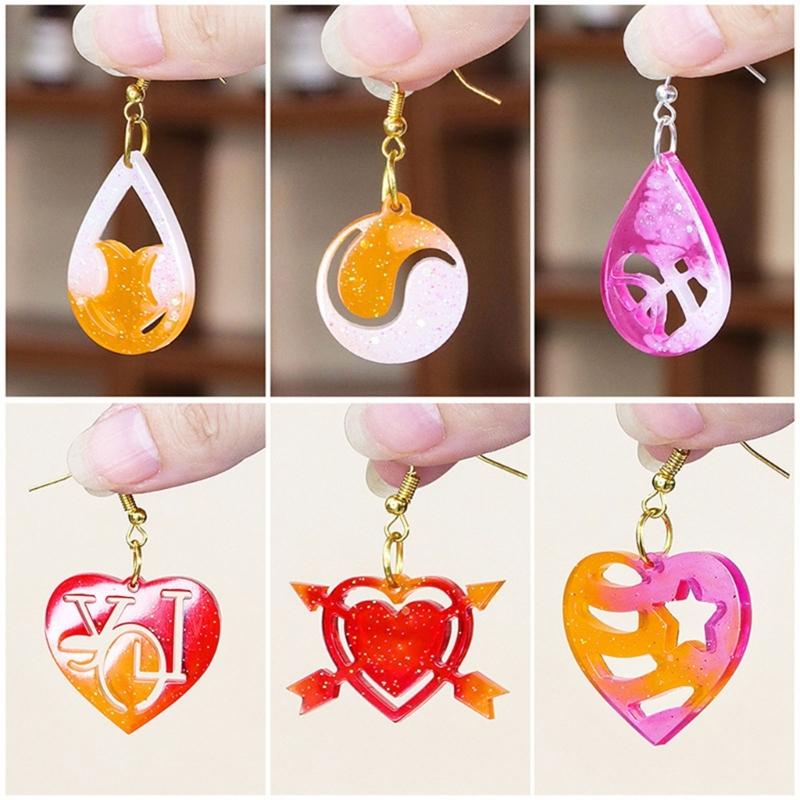 Set of 4 Silicone Pendant Moulds Set Earrings Molds for Football Earrings and Keychains Perfect for Crafting Projects