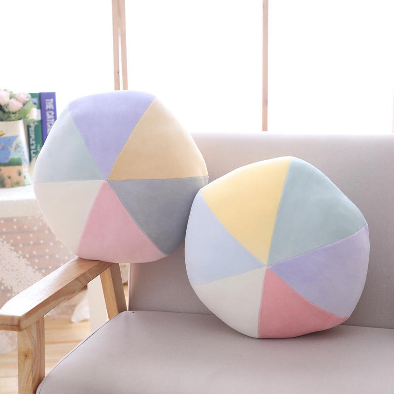 Rainbow Color Cushion Plush Toy Elastic Stuffed Plushies Back Pillow Bedside Ornament Gift For Kids Girls