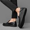 Loafers Men's Driving British Casual Leather Shoes Summer Slip-on Lazy Doug Shoes Breathable Plus Size Pumps