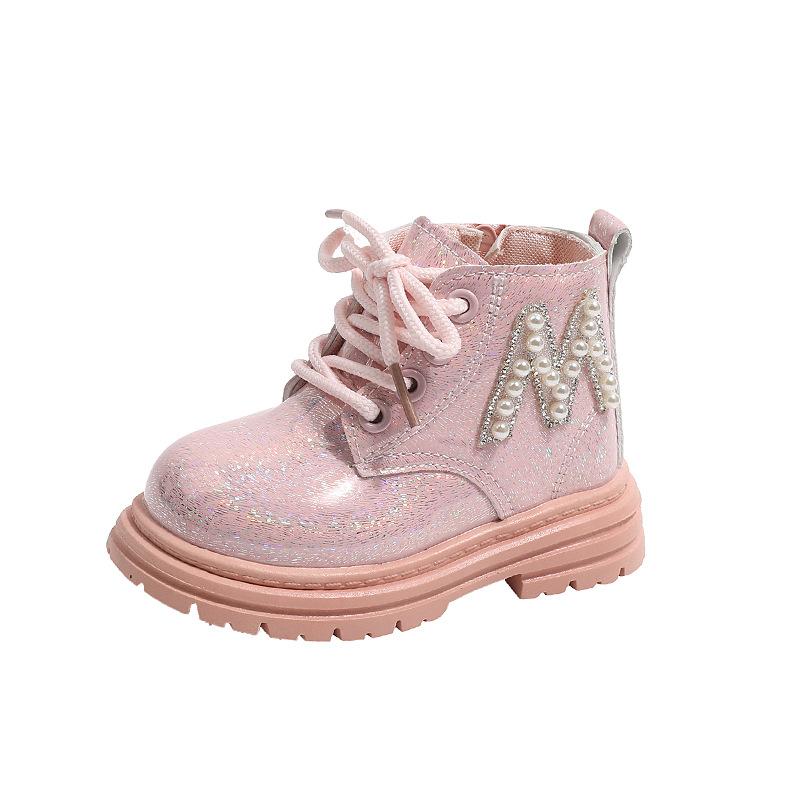 Toddler Kids Versatile Boots Autumn Cozy Cotton Girls Snow Boots Waterproof Sparkly Little Children Plush Boots for Party I07258