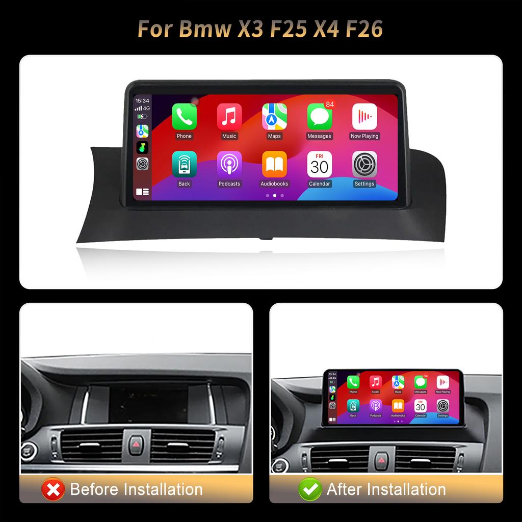10.25" Car Radio For BMW X3 F25 X4 F26 Multimedia Wireless Bluetooth  Carplay Android Auto Stereo Navigation Touch Screen