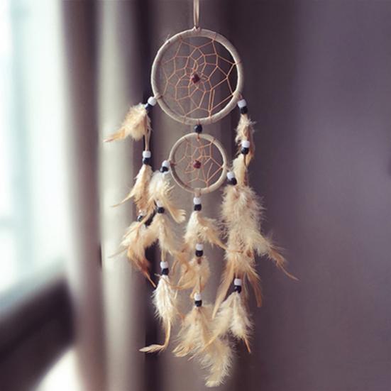 Double Circle Dream Catcher with Feathers Hanging Decoration Bedroom Ornament
