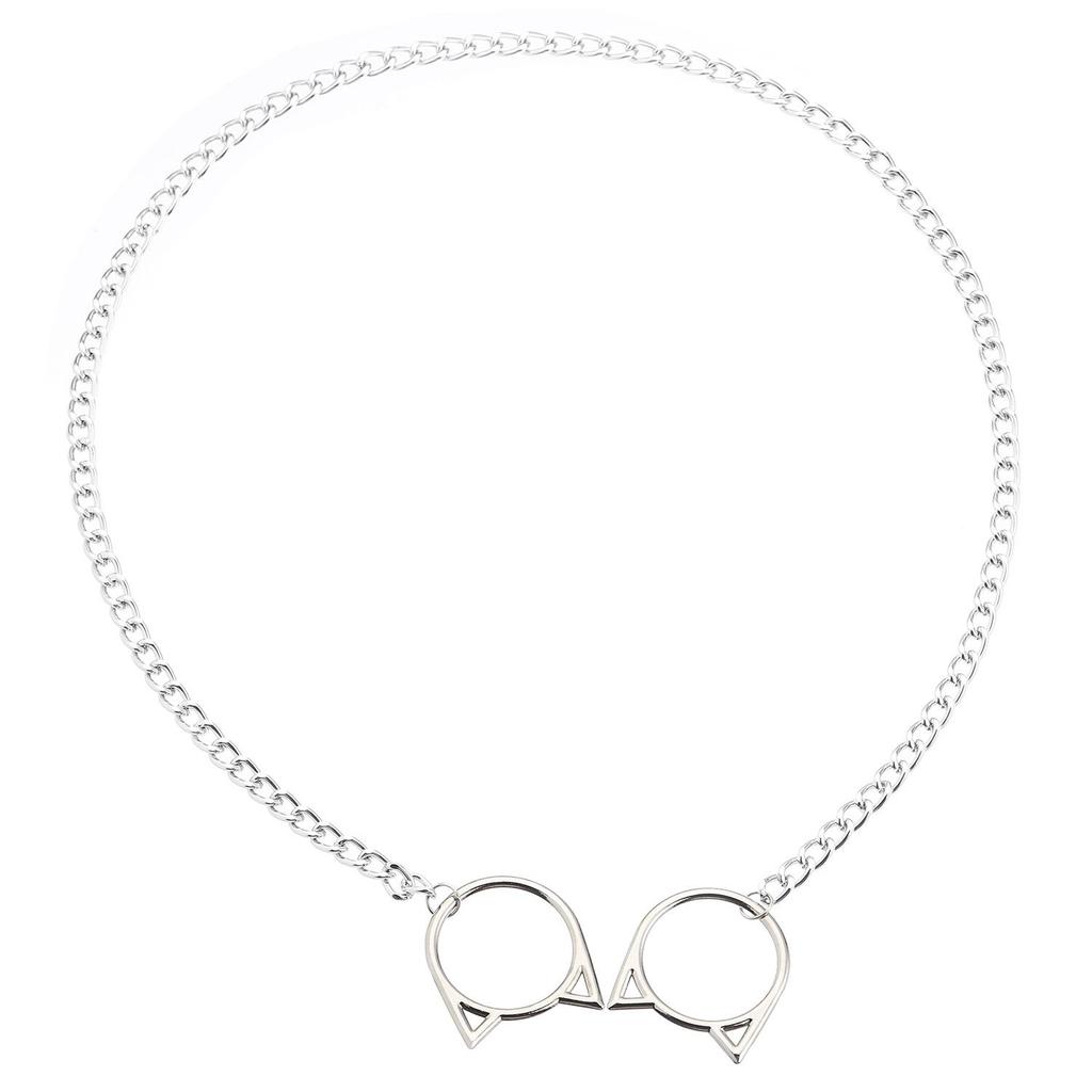Collar de Cadena Metálica Punk Retro Unisex: Anillo Deslizante Trendy en Forma de Y para Parejas