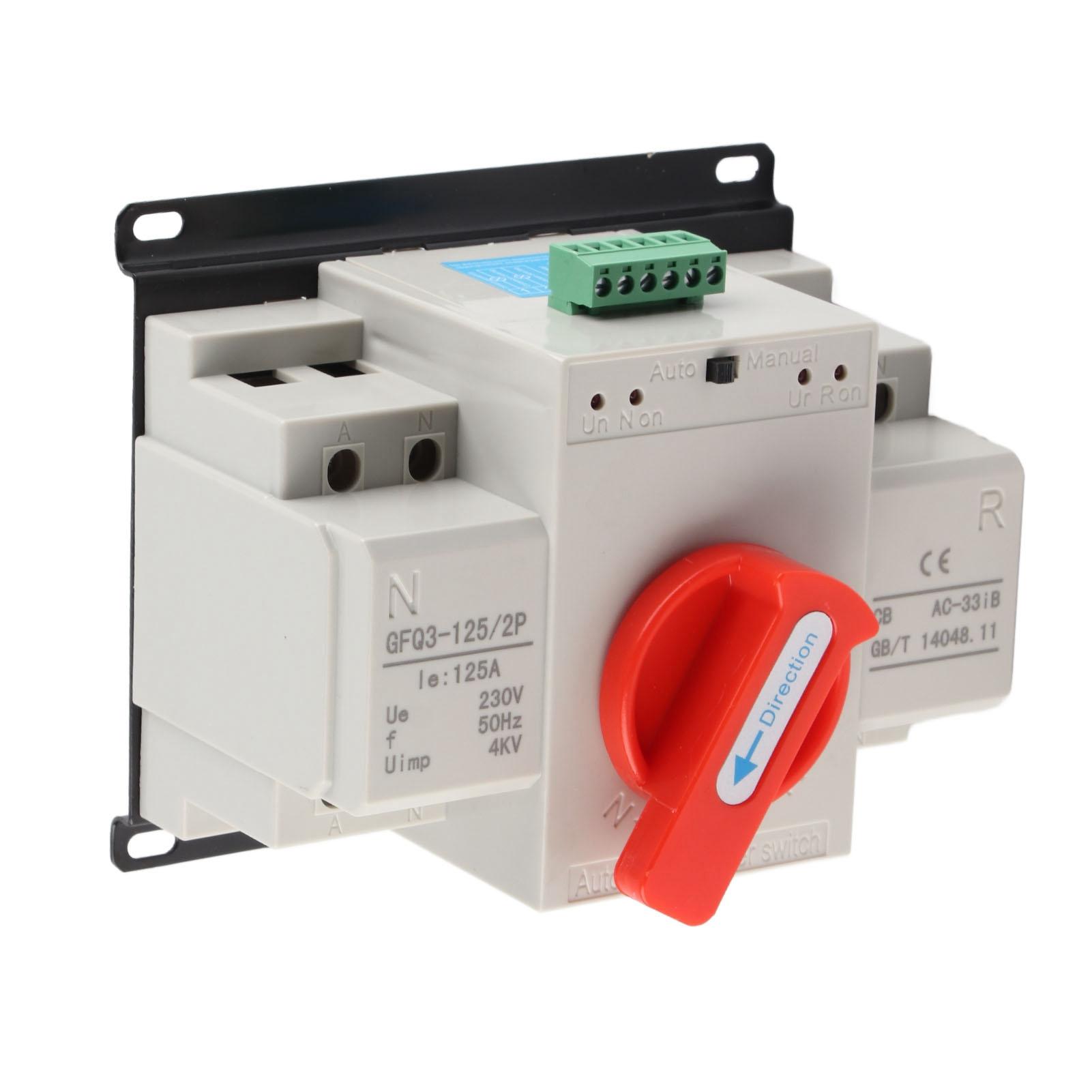 

AC230V 125A Міні подвійний автоматичний перемикач живлення ATS 2P Перемикач перемикання генератора