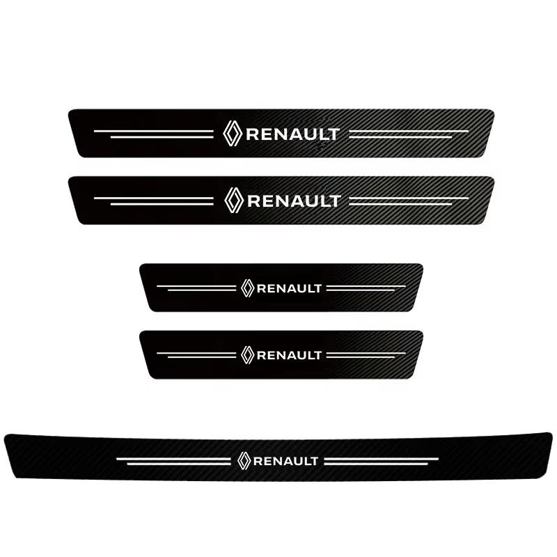1/4/5Pcs Carbon Fiber Car Door Sill Scuff Plate Decor D Stickers For Renault RS Clio Megane 2 3 4 Captur Trafic Twingo Scenic 2