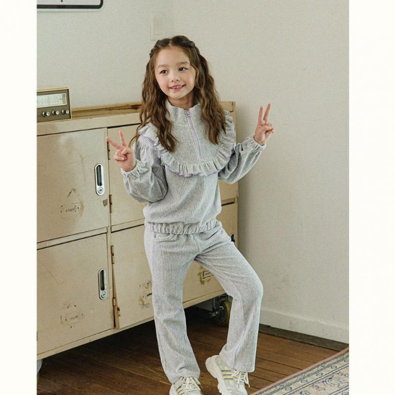  Olivan  Velour Zip Up Top And Bottom  Melange 