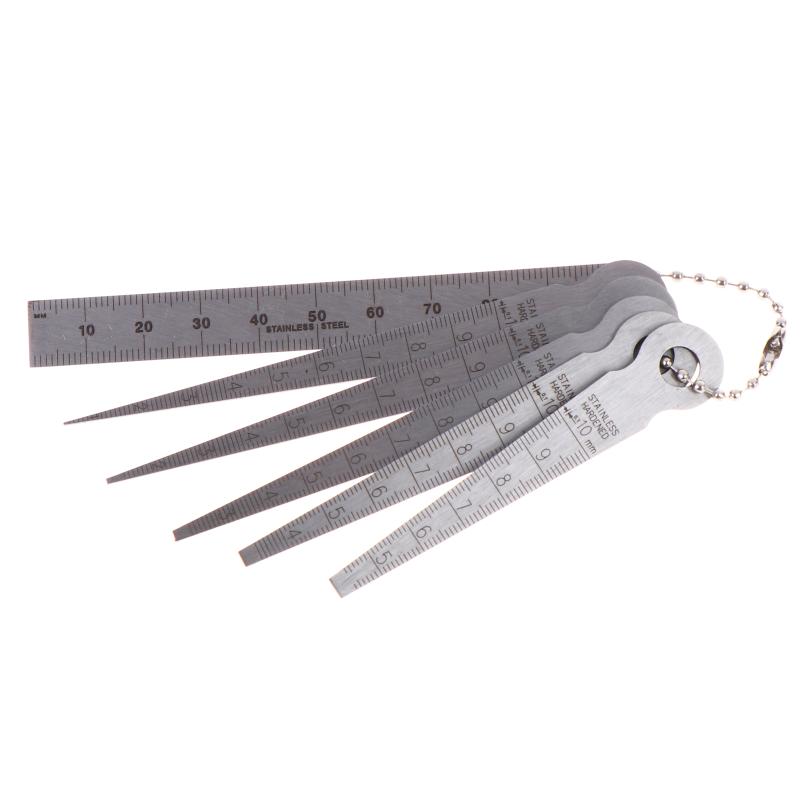6Pcs/Set Feeler Measuring Tool Taper Gauge Gap Gage Stainless Steel Welding Taper Feeler Gauge Rulers Hole Inspection Tool