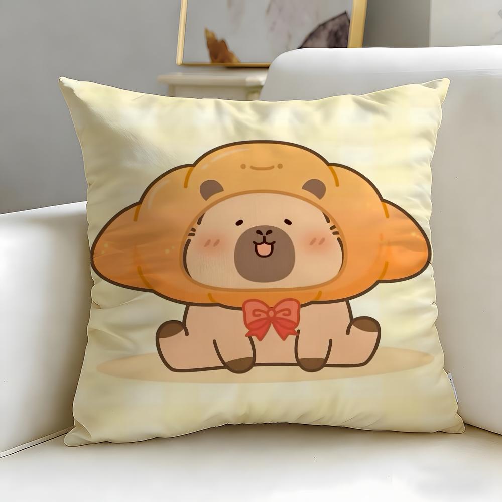 classic animal Capybara Cushion Cover Soft & Easy-Wash Pillow Case – Versatile for Couch, Bed, Travel and Office