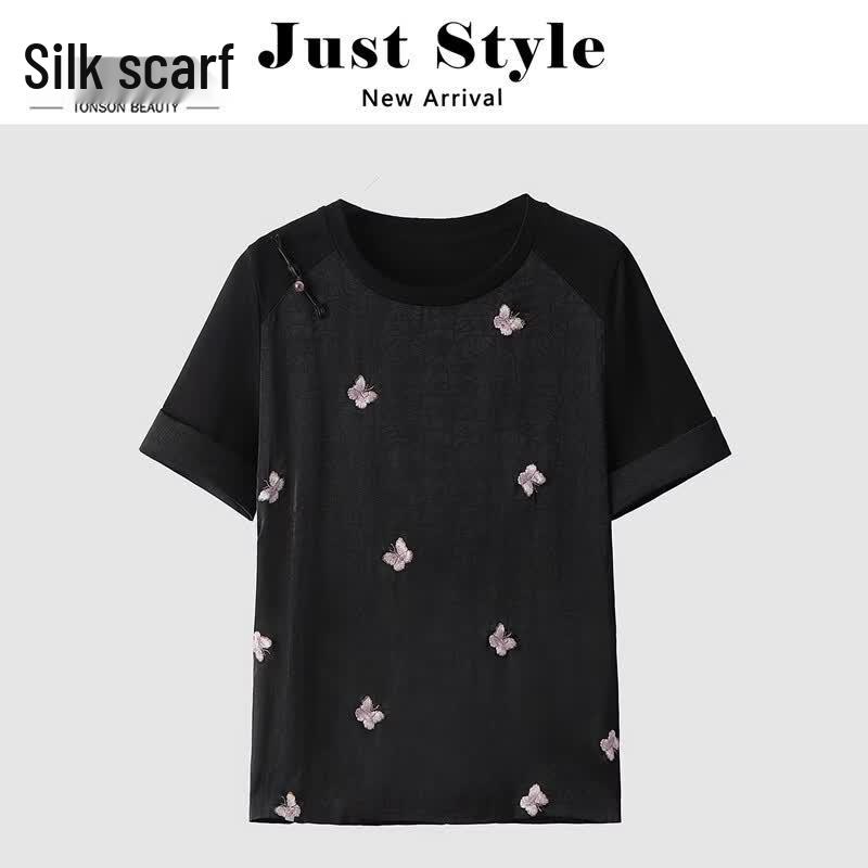 Women s New Chinese Style Embroidered Short Sleeve Blouse XL