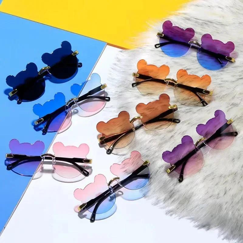 Kids Sun Sunglasses Bear Shape Children Glasses Cartoon Rimless UV400 Child Eyeglasses Outdoor Anti-Glare Girls Boys Sunglasses