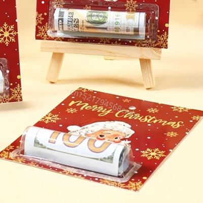 Carteira de Dinheiro de Papai Noel Cartão Dobrável Para Dinheiro de Feriado Presente Surpresa 6XDE